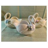 Hermitage Pottery bisque swan holders 3.5" tall