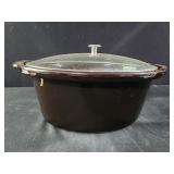 Brown Oval crock pot insert with lid