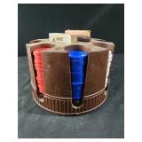 Vintage Round Plastic Poker Chip & Playing Card