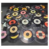 Assorted vintage 45 records, Johnny Cash, Rick