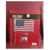 Folding flag pole with flag