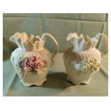 Hermitage Pottery bisque flower vases with