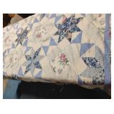 Handmade quilt. Has a few small stains. 84 x 84
