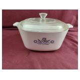 Corning Ware cornflower casserole dish with lid.