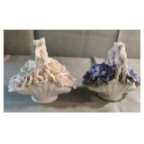Hermitage Pottery bisque flowers in a basket