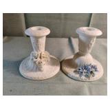 Hermitage Pottery bisque taper candle holders. 4"