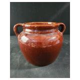 VTG Brown Glaze Stoneware Bean Pot USA 6" no lid,