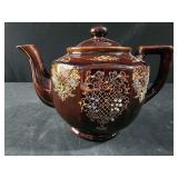 Vintage Japanese Moriage Brown Ceramic Tea Pot -
