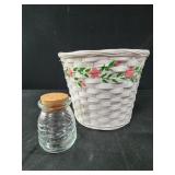 Glass jar and flower pot holder
