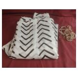 Shower curtain-white with black stripes and 12