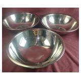 Stainless steel mixing bowls. Set of 3. 11 x 3