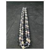 Black and white beaded necklace long strand