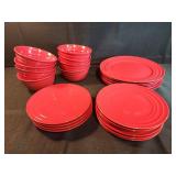 Rachel Ray ceramic red plates and bowls set