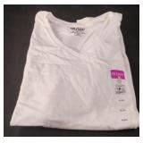 Gildan ladies V neck white T-shirt. Size XL