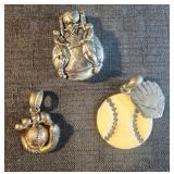 Baseball pendants, basketball pendant brooch