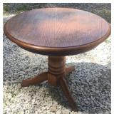 Wood Pedestal side table. 25 x 20