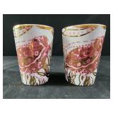 decorative 4" tumblers, intricate pink and gold