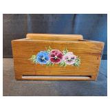 10 x 5.75 x6.25 wooden caddy handpainted flowers