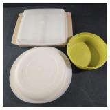 3 Tupperware containers, deviled egg keeper,