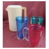 Rubbermaid pitcher and plastic cups