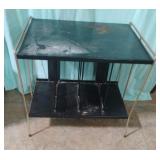 Vintage metal record table stand 21.5 x 19 x 17.5
