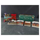 Fine porcelain Christmas train lite set, plastic