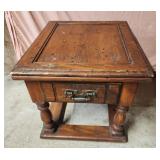 Vintage Solid wood side table with drawer