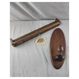 One Wood Sconce candle holder and wood plate shelf
