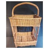Vintage wicker two teir basket 14W x27H x11D