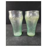2 Vintage coca cola glasses 6" tall