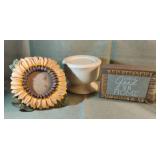 Sunflower picture frame, candle holder and It