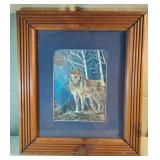 Wolf foil framed photo 13.5 x 15.5