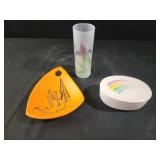 Federal Glass tumbler, teleflora trinket dish