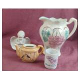 Blue Ridge pottery pitcher with glued handle,