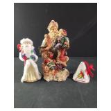 Santa Figurines and cardinal potpourri holder