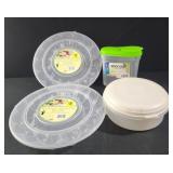 Plastic egg keeper trays, Rubbermaid bowl with