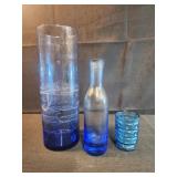 Cobalt blue vases and toothpick holder