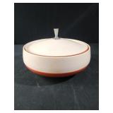 Vintage MCM Style White and Brown Serving Dish by