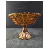 Vintage Jeannette Glass Amber Floragold Compote