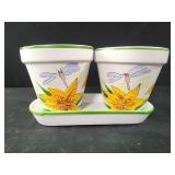 Dragonfly flowerpot set 5" pots