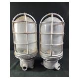 Two Vintage VGU-2 Vaporproof Ceiling Fixture,
