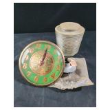 Vintage 5.5" clock with a green face and