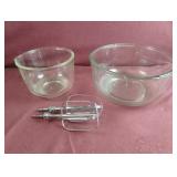 2 mixing bowls and mixer beaters