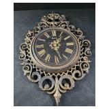 Vintage MCM Burwoid ornate wall clock 15x22