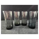4 vintage Libbey Smoked Optic Swirl Tumblers.