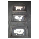 Three 8x5 farmhouse decor farm animals