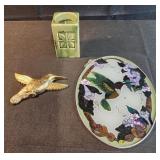 Hummingbird stained glass and golden Hummingbird