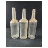 3 vintage Clear Glass bottles