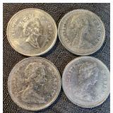 1968, 1981 (2), 1995 Canadian quarters