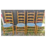 Vintage ladder back wood chairs. Set of 4 with